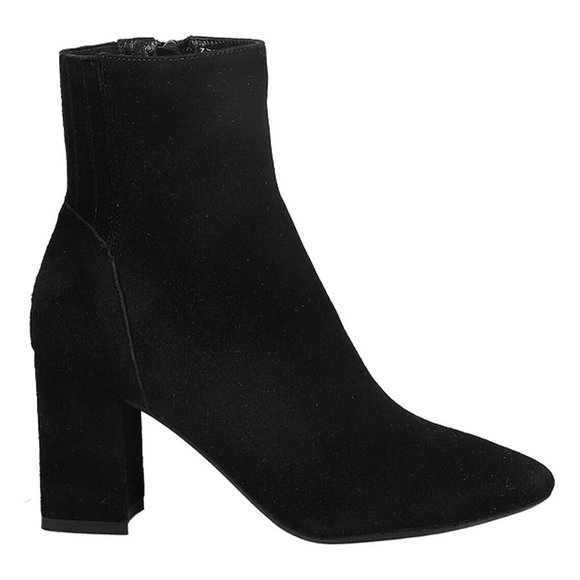 $550 AQUATALIA POSEY POINTY BLOCK SUEDE ZIP ANKLE BOOT BLOCK BLACK 10.5 (ME34)